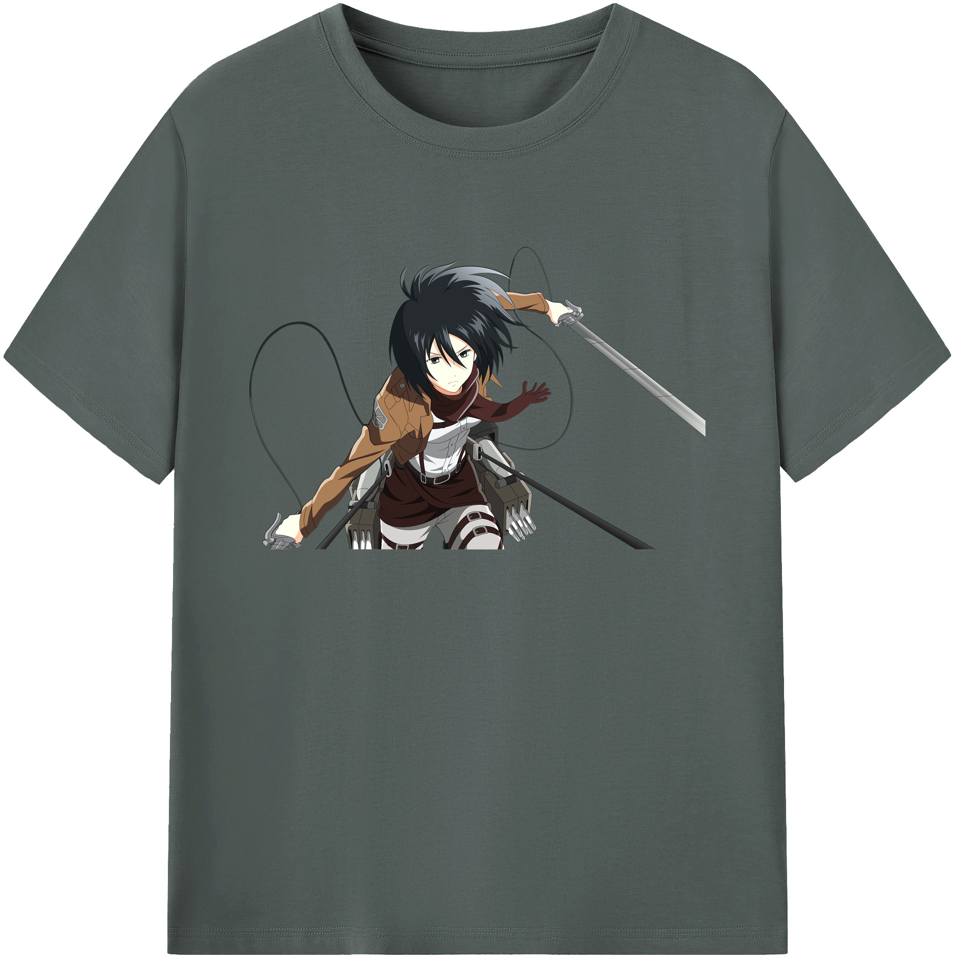 （画像用） 進撃の巨人 ミカサ·アッカーマン Attack on Titan Mikasa Ackerman 綿100％ メンズ半袖Tシャツ｜肌触りやわらか＆通気性